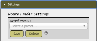 Route Finder Presets