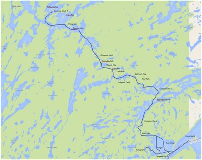 2013-09-02_001_Quetico Falls Chain- Route Map