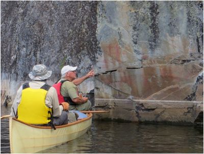 2013-09-08_715S_Quetico Falls Chain-Cache Bay Pictographs Bob Mark.JPG