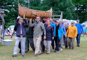 birch bark canoe displayed at pow wow