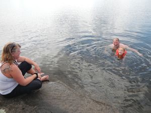 Taking a dip in the lake